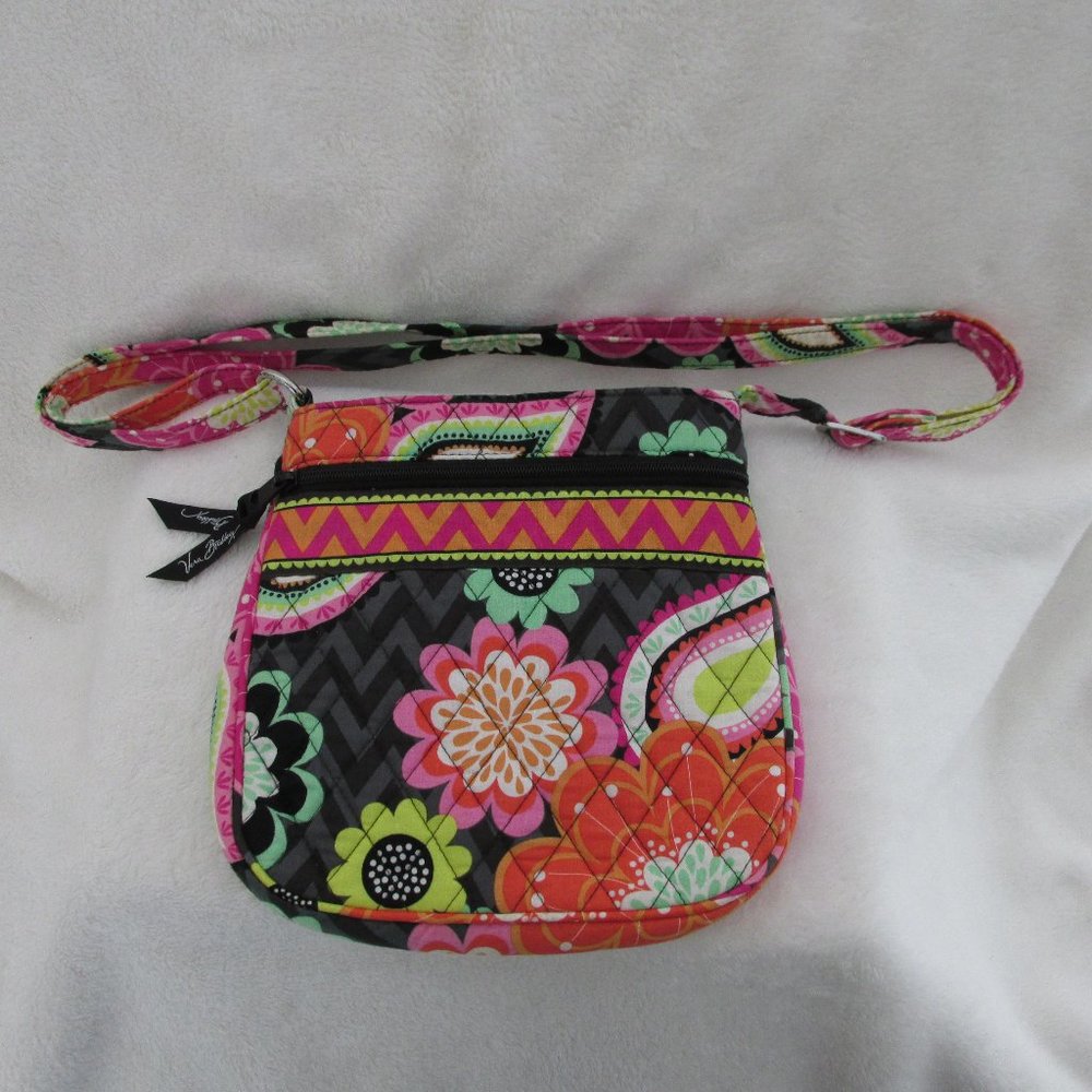 Vera Bradley Ziggy Zinnia Floral Double Zip Crossbody Hipster Purse *spots*